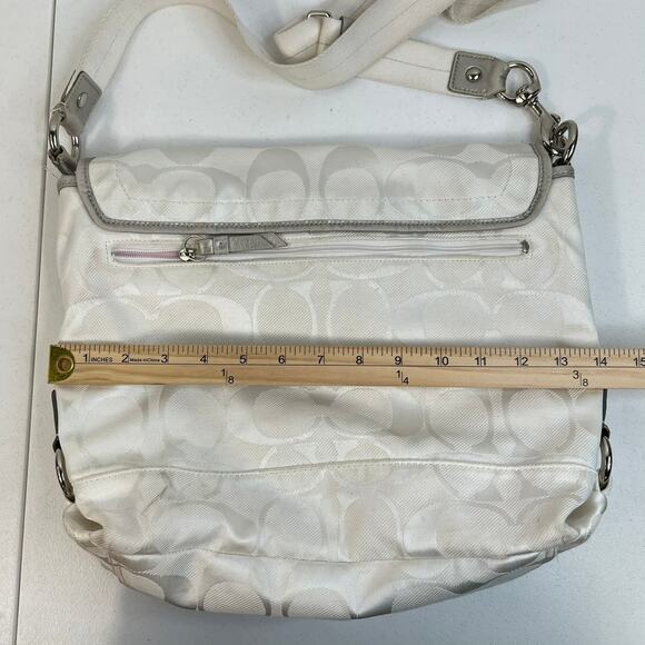 Coach White Kyra Bag Signature C Print Messenger Jacquard Fabric Crossbody READ - Picture 11 of 13